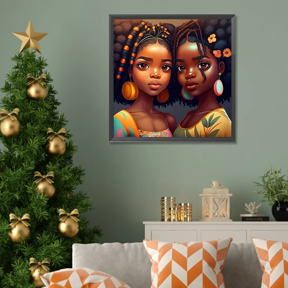 Diamond Painting - Full Round Drill - Black Girl(Canvas|30*30cm)