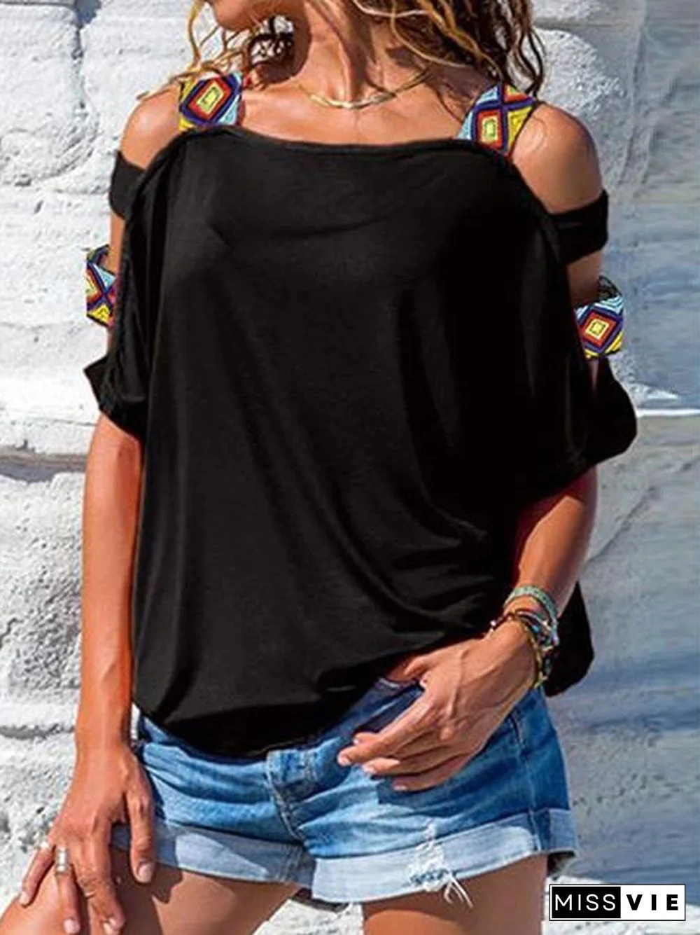 Solid Color Cold Shoulder Tops