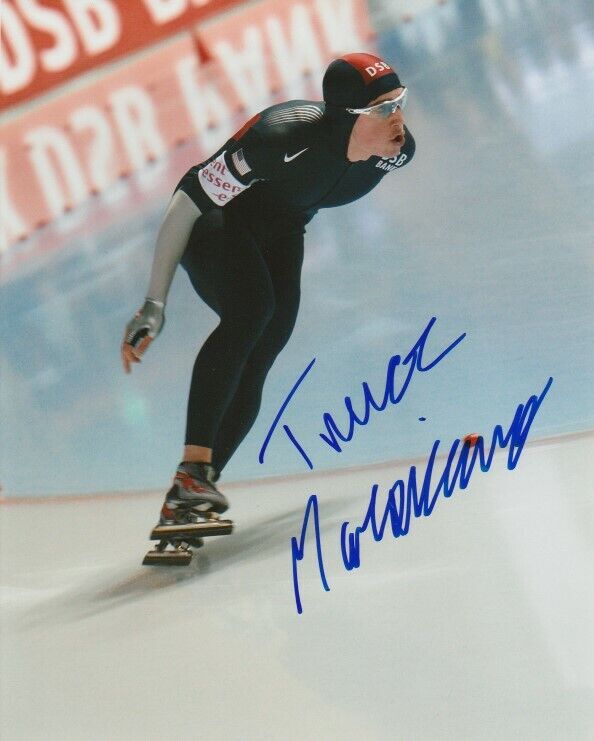 TREVOR MARSICANO SIGNED USA SPEED SKATING OLYMPICS 8x10 Photo Poster painting! Autograph PROOF