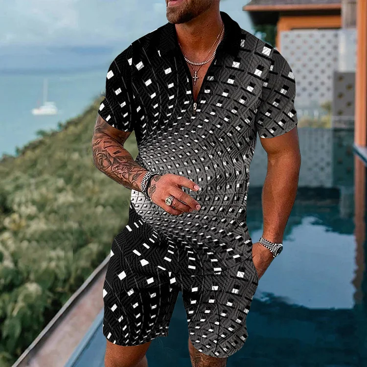 Men's Holiday Fashion 3D Printing Polo Suit