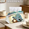 Beach Rhinestone Turtle DIY Diamond Painting PU Tissue Holder Box