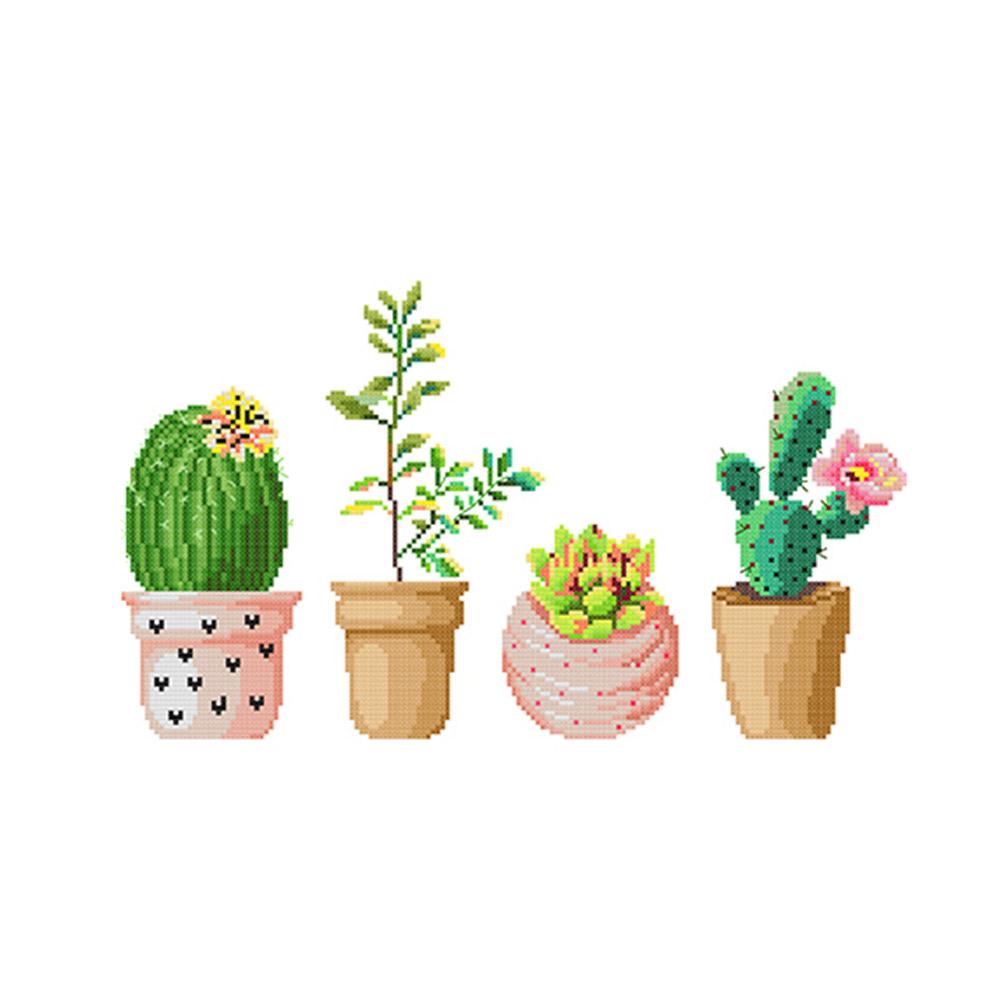 

Green Potted Plant - 11CT Stamped Cross Stitch - 50*38CM, 501 Original