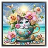 【Limited Stock Sale】Cat In A Teacup-14CT Stamped Cross Stitch 40*40cm/15.75*15.75in