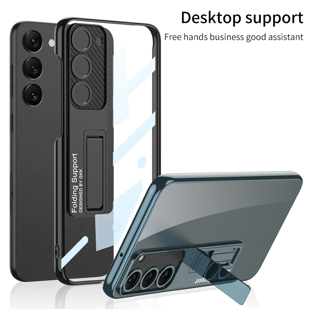 Applicable To Samsung S23/S22 Series Transparent Electroplating Bracket Mobile Phone Case