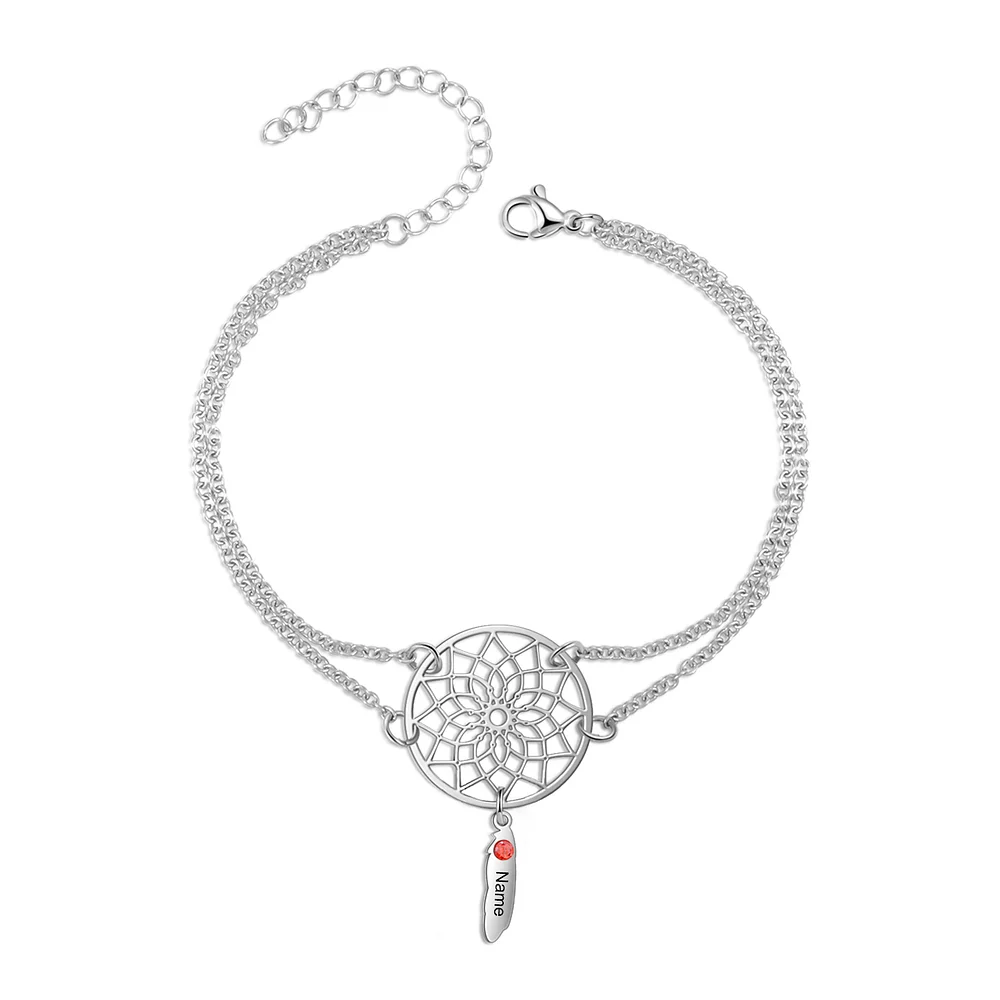 Personalisierter 1 Name und 1 Geburtsstein Traumfänger-Armband n1-b1 Kettenmachen