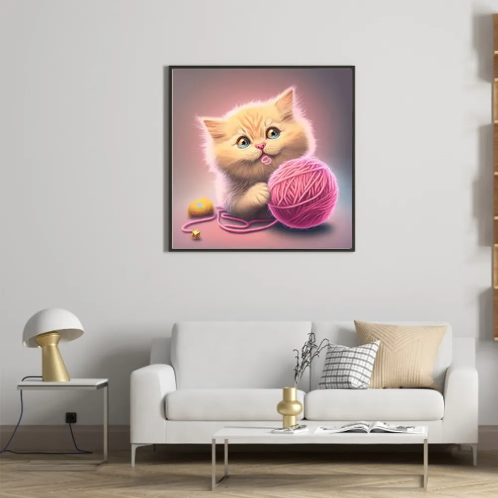 DIY Paint By Number 40*40cm - Cat Playing With Yarn
