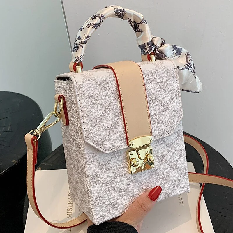 Vintage Ribbon Tote bag Mini Box bag 2021 New Quality PU Leather Women's Designer Handbag Luxury brand Shoulder Messenger bag
