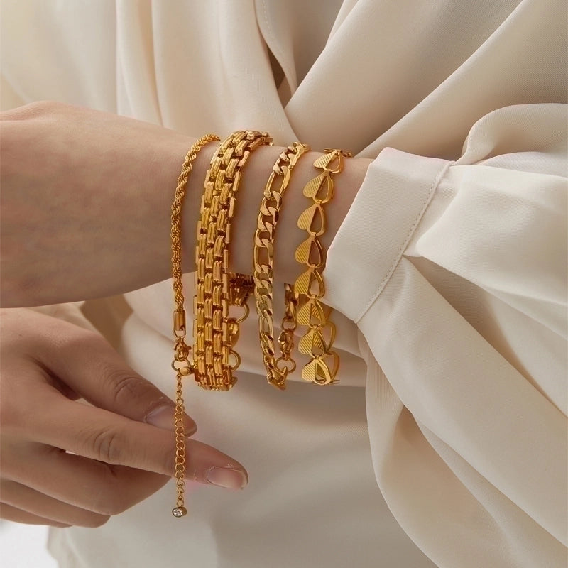 Minimalist Classic Style Round Square Stainless Steel Bracelets In Bulk