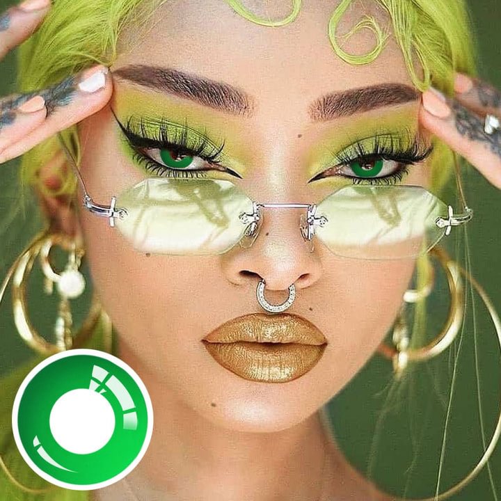 Green Block Halloween Contact Lenses