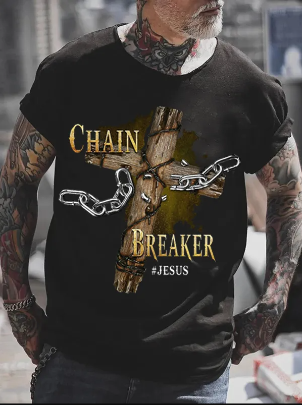 Chain Breaker Jesus Printed Men's T-shirt