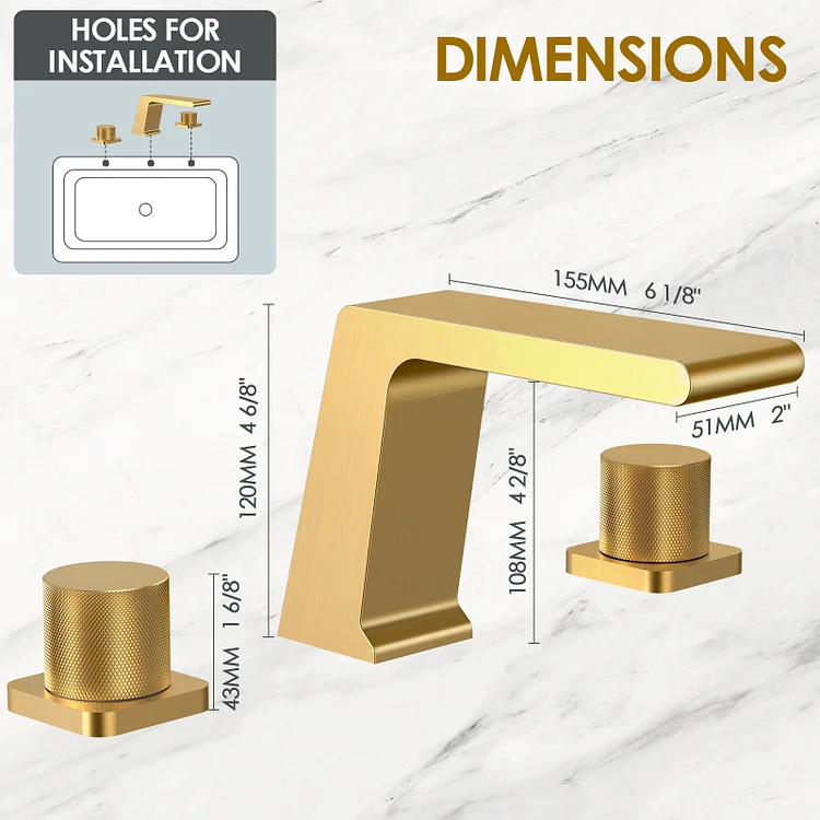 SFS1008-GD EVERSTEIN Two-Handle Widespread Bathroom Faucet in