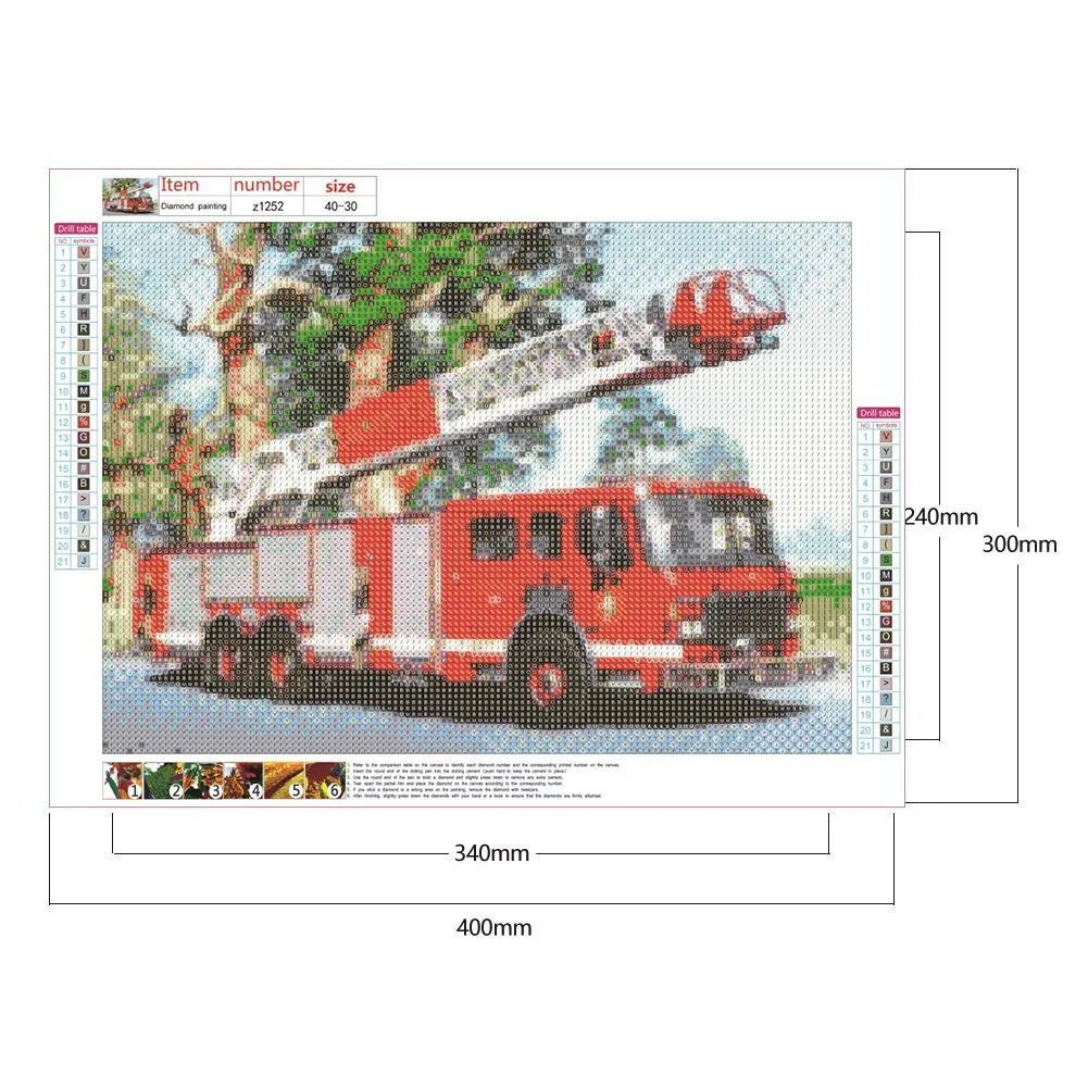 5D DIY Diamond Painting - Full Drill - Fire Truck