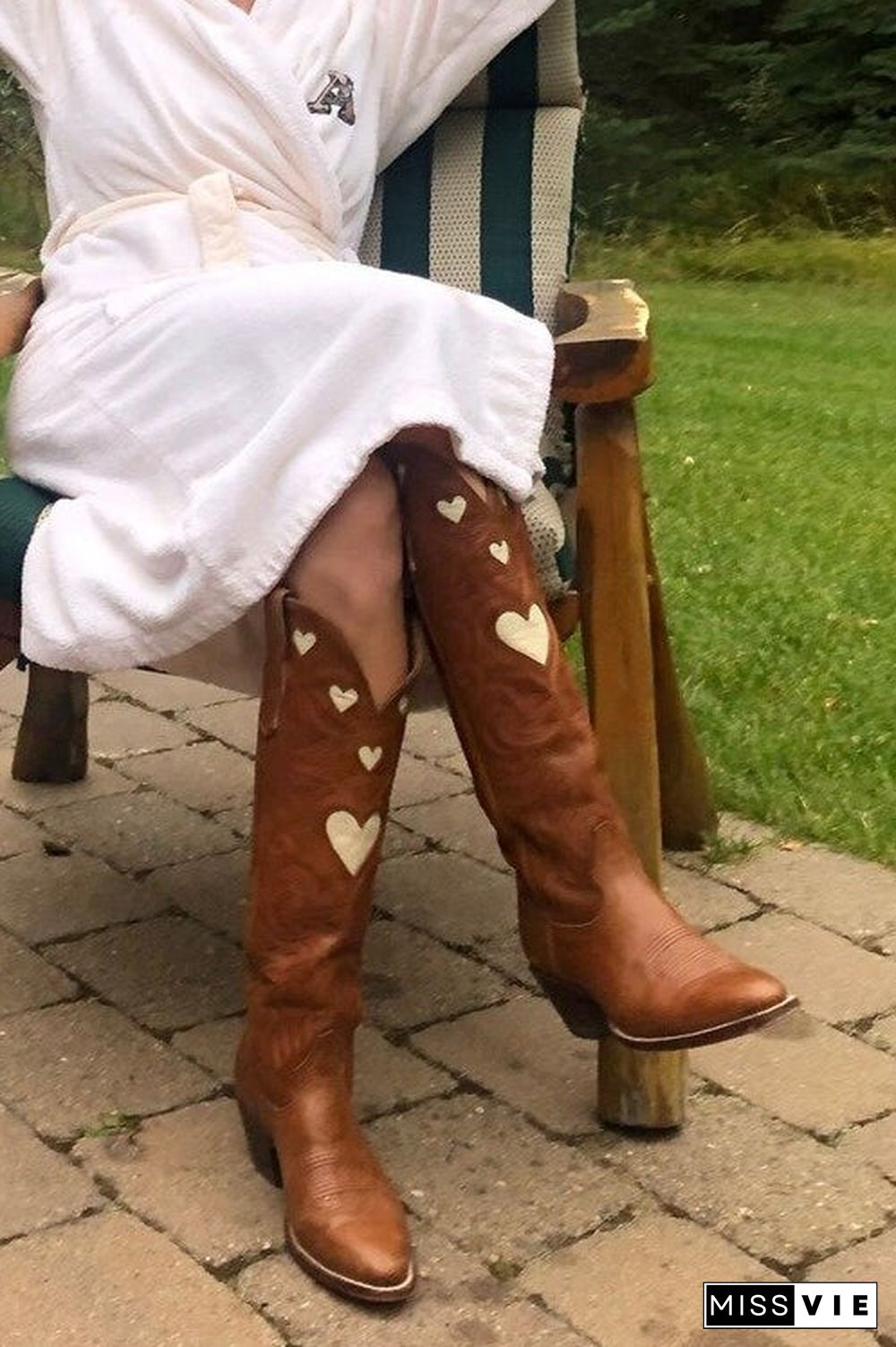 Heart Slip On Cowgirl Boots