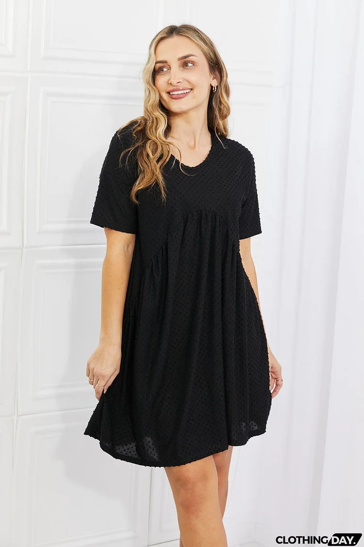 BOMBOM Another Day Swiss Dot Casual Dress in Black
