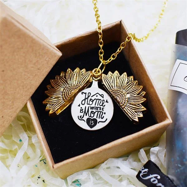Home is Where Mom is Love you Mom Sunflower Necklace