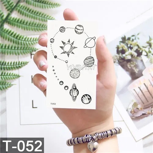 Kids Waterproof Temporary Tattoo Sticker Moon Earth Butterfly Flash Tatto Small Size Child Body Art Fake Tattoos For Women Men