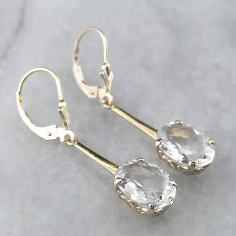 Exquisite Fashion Gold Color Cubic Zirconia Earrings for Women Moissanite Crystal Drop Earrings Engagement Jewelry