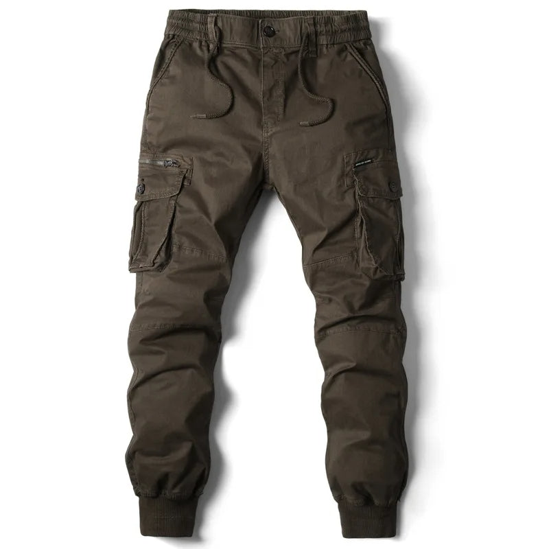 Men's Stretch-Cotton Cargo Joggers &ndash; Tapered Everyday Fit &ndash; Brown