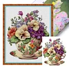 (Stamped/Counted) Flowers In Tea Cup - 18CT Cross Stitch 20*25cm/7.87*9.84in