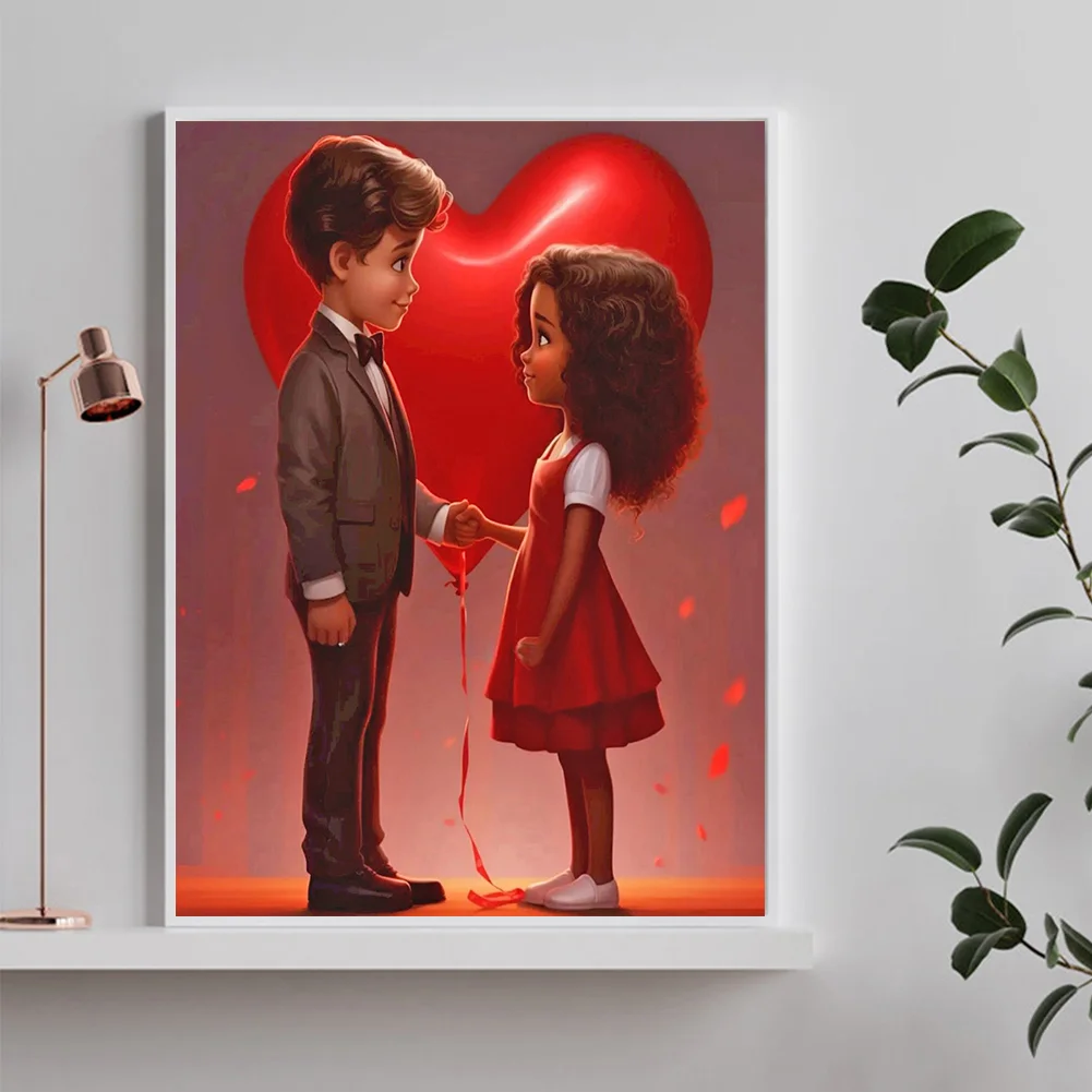 Diamond Painting - Full Round Drill - Kid Sweet Couple(Canvas|30*40cm)