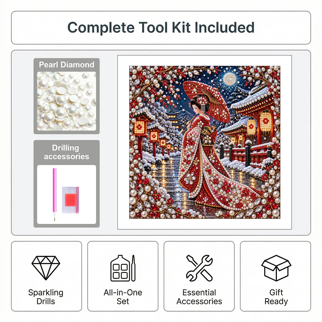 Diamond Art Kit Pearl Geisha Partial Drill 15.75x15.75in