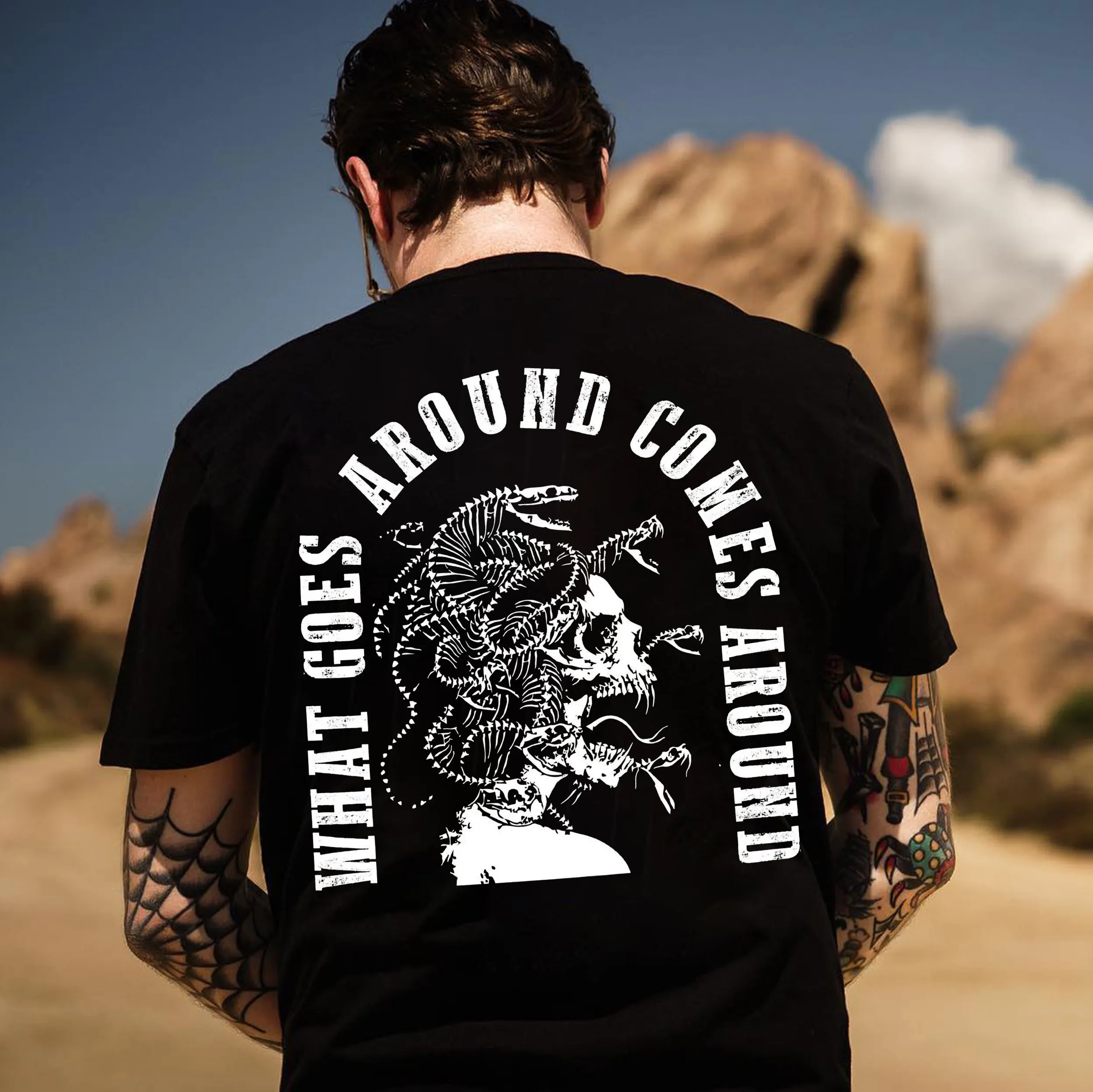 WHAT GOES AROUND COMES AROUND Black Print T-shirt