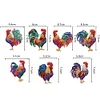 7Pcs DIY Diamond Painting Rooster Keychain