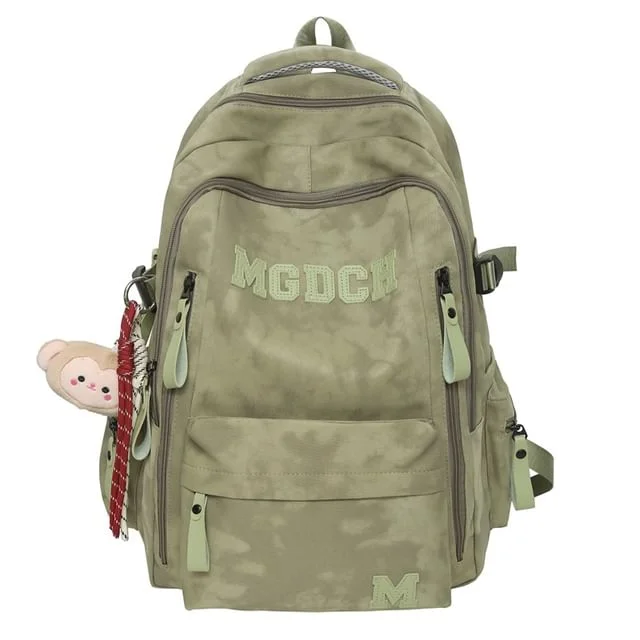 Dye Nylon Laptop Backpack Applique Tie Charm / Lettering Set Bag