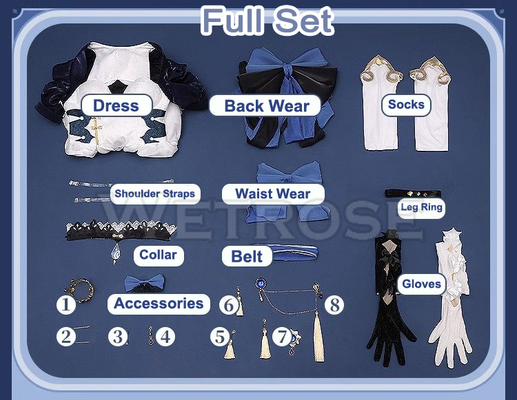 [Wetrose] SR Furina Alice Doujin Genshin Impact Cosplay Costume Focalors Wig Dress Full Set