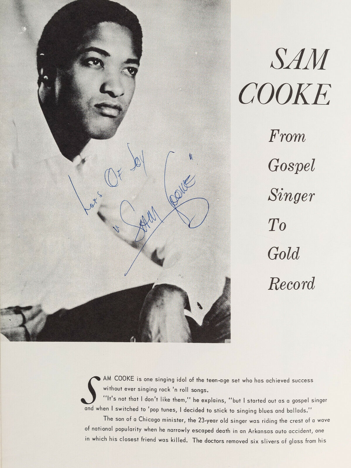 SAM COOKE Signed Photo Poster paintinggraph / Page - Soul / R&B Singer - Preprint