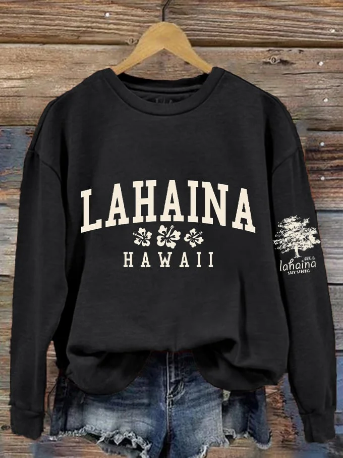 Women's Lahaina Strong Hawaii Tree of Life Aug 8 Print Sweatshirt socialshop