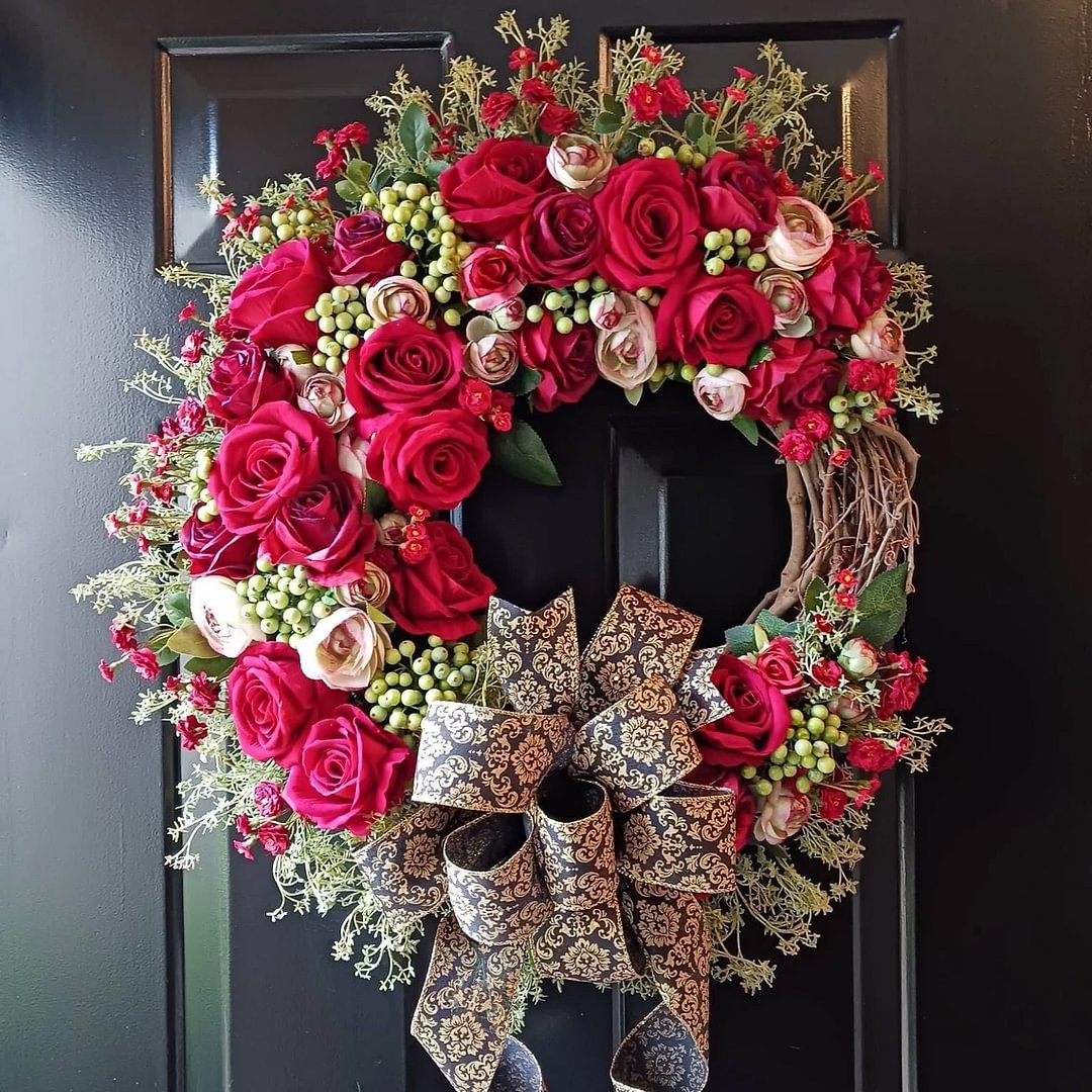 🔥Christmas🔥HOLIDAY ROSE GARDEN Grapevine Wreath