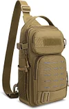 Tactical Chest Bag Army Crossbody Pack Single Shoulder Molle Bag For Camping Hiking Cycling Walking Outdoor Sports,Black Brown