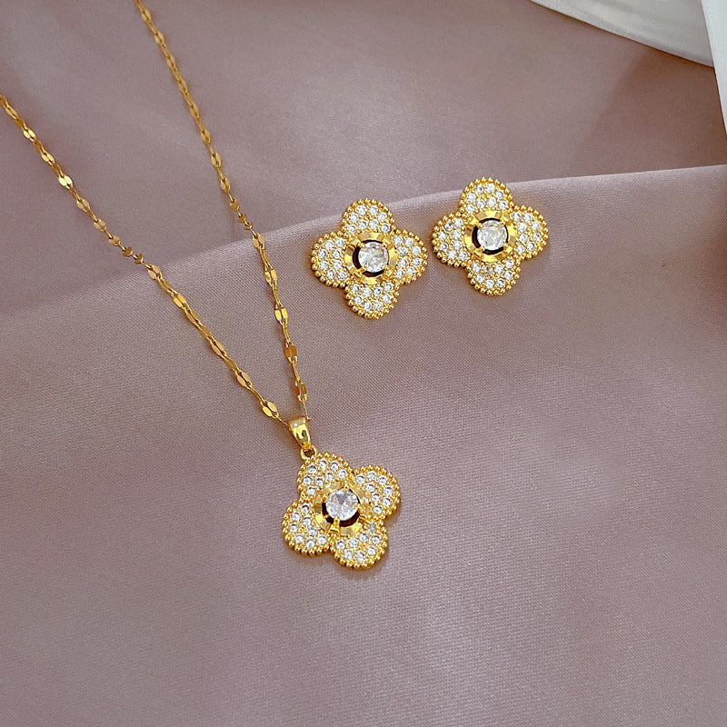 Korean Cosmos Geometric Titanium Steel Electroplating Earrings