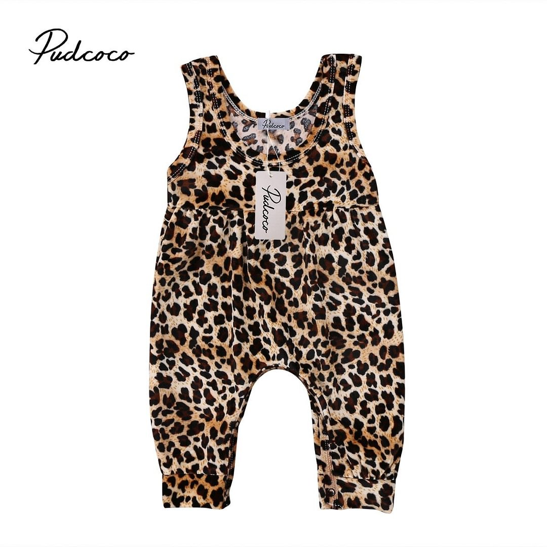2018 Brand New Cute Newborn Toddler Infant Baby Girl Leopard Vest Romper Jumpsuit Harem Pants Sleeveless Sunsuit Outfits Clothes