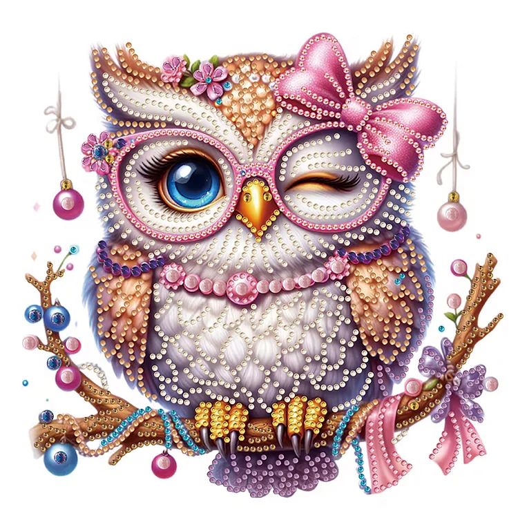 Partial Drills Special-shaped Drill Diamond Painting -Cute Branch Owl - 30*30cm