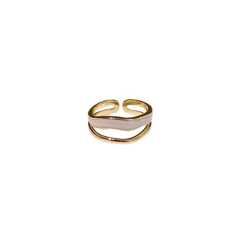 Casual Minimalist Irregular Copper Gold Plated Zircon Open Ring In Bulk