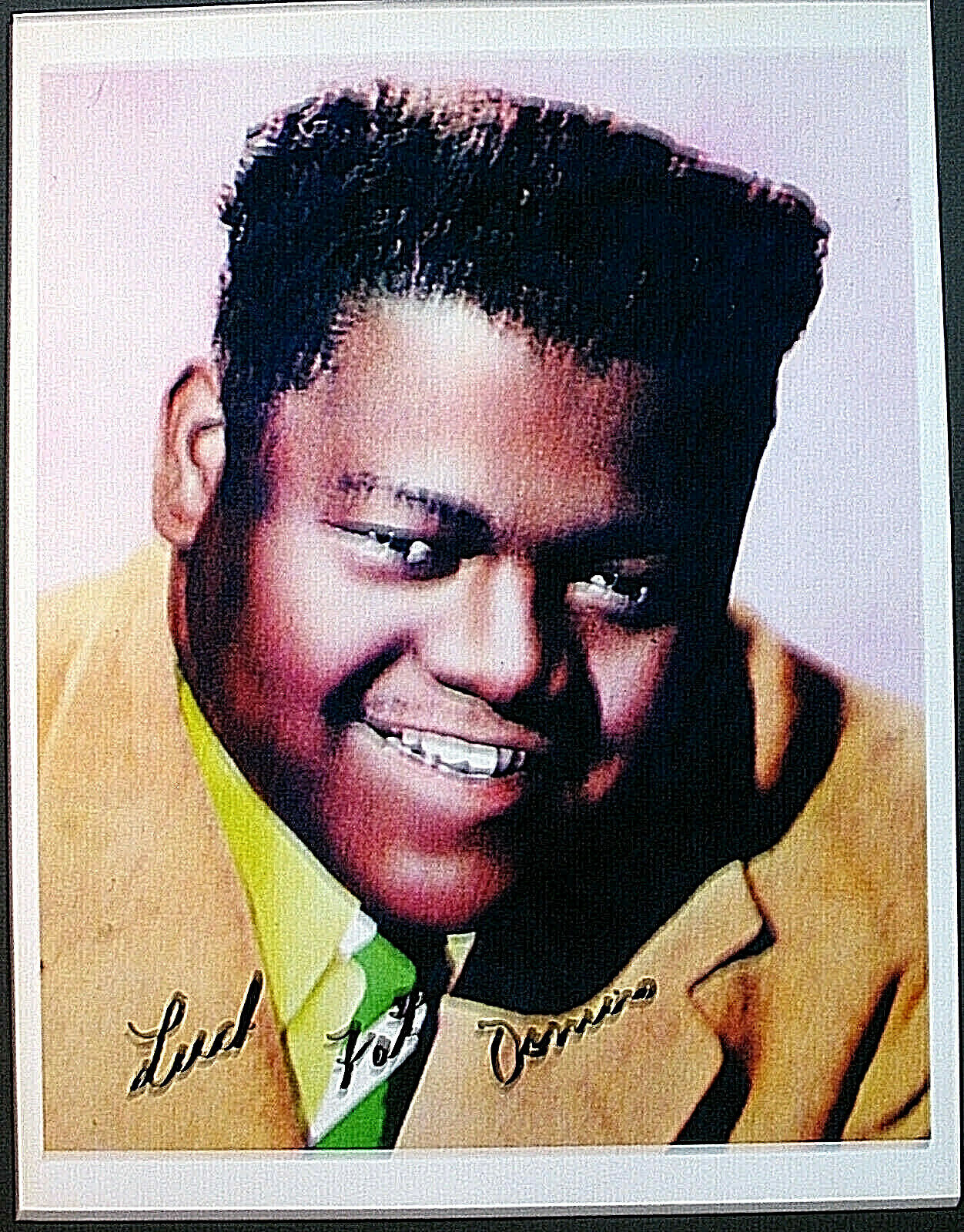 FATS DOMINO (ORIGINAL AUTOGRAPH Photo Poster painting) CLASSIC 50,S ICON ROCK & ROLL