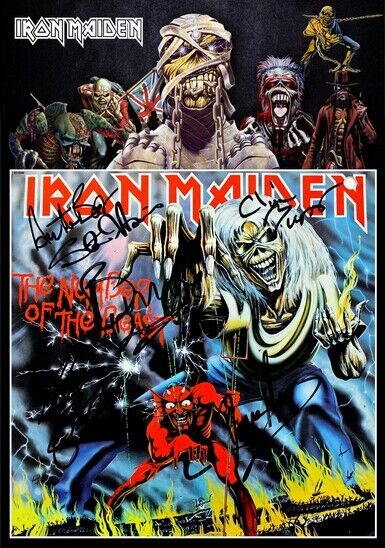 IRON MAIDEN - SIGNED LP COVER - NUMBER OF THE BEAST - Photo Poster painting POSTER INSERT