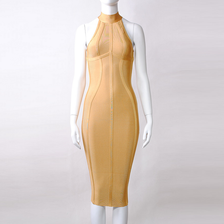 Sleeveless O-Neck Bandage Dress SF128