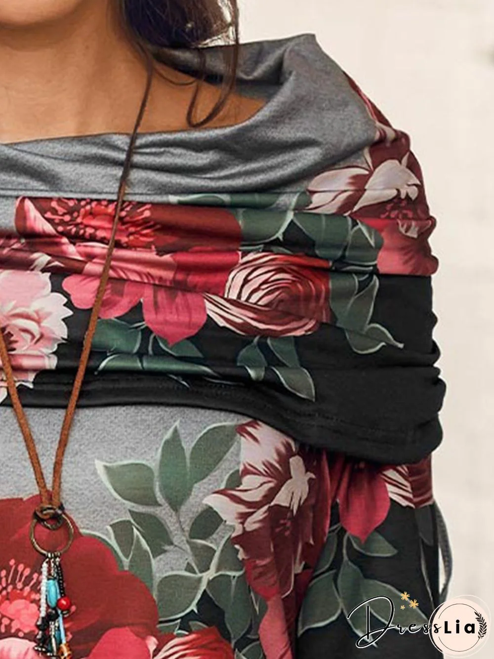 Printed Vintage Long Sleeve Knitting Dress