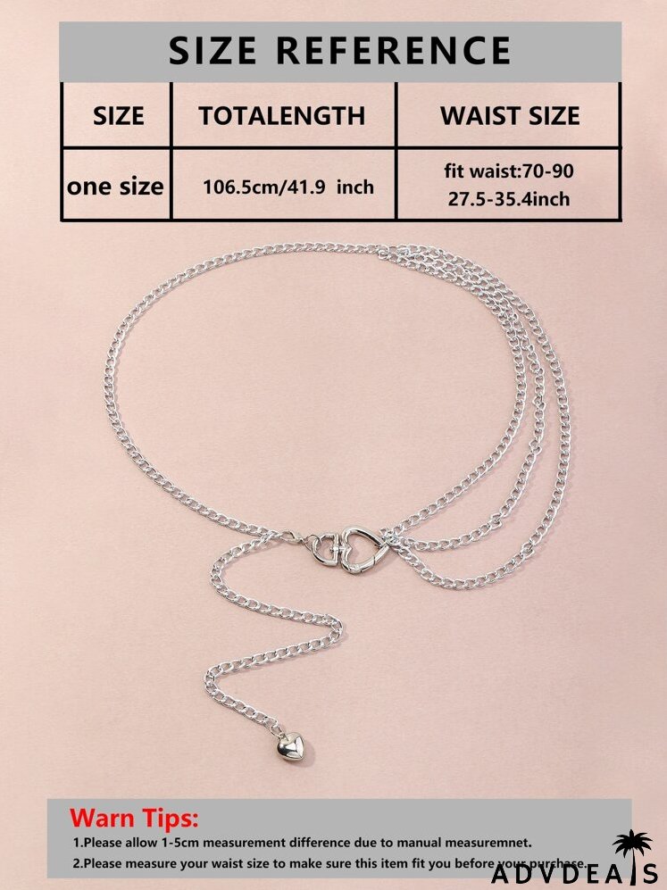 Heart Charm Layered Chain Belt