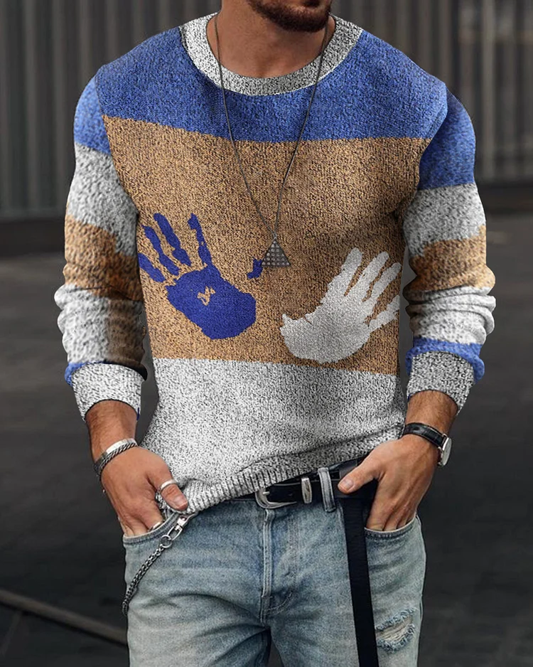 Knit Sweater Round Neck Long Sleeve Shirt