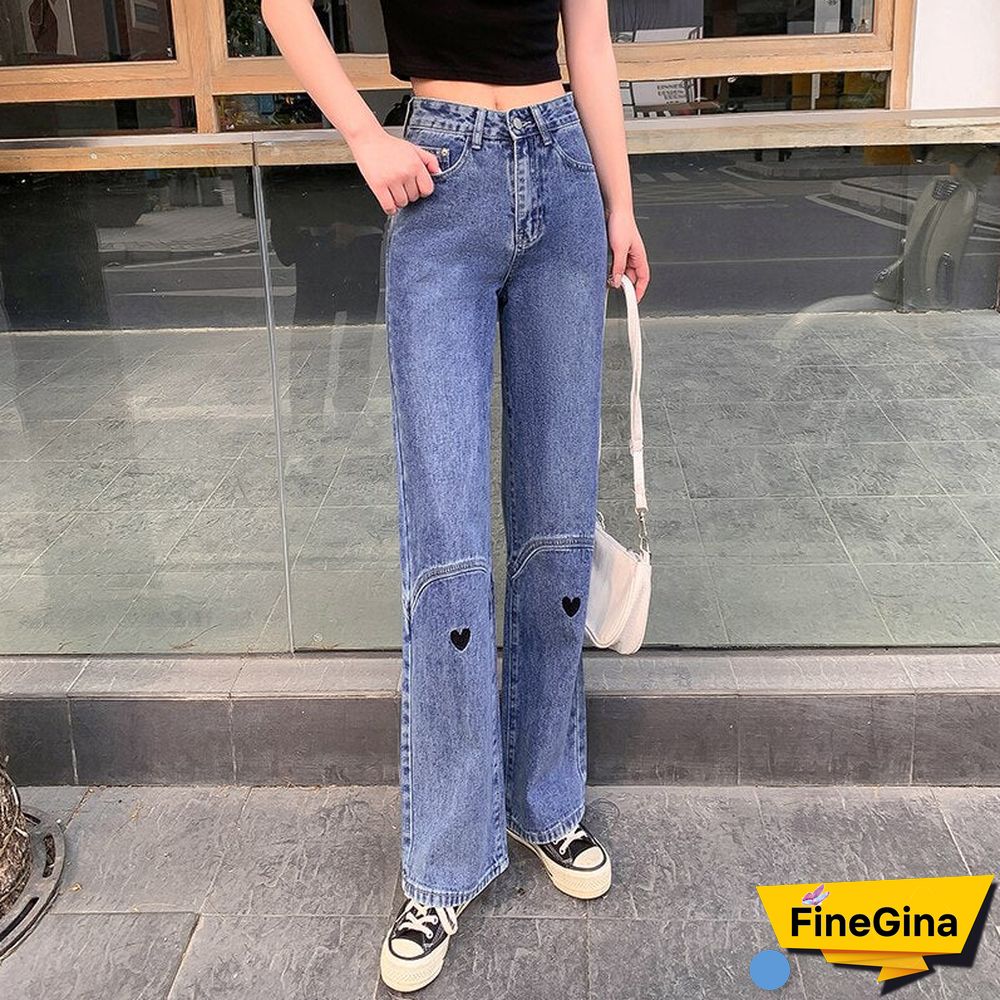 Woman Jeans High Waist Clothes Wide Leg Denim Clothing Blue Streetwear Vintage Quality Fashion Harajuku Straight Pants
