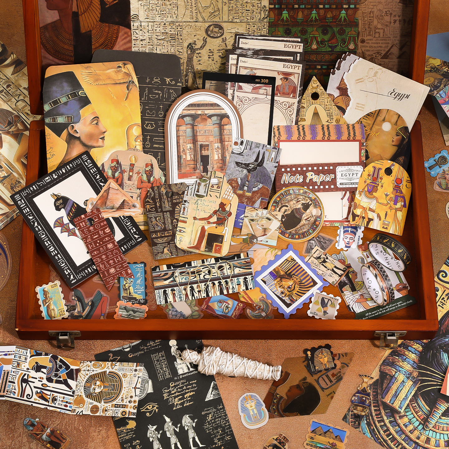 소재 선물 상자 - 157개/상자 빈티지 따뜻한 계절 시리즈 레트로 이집트 스타일 풍경