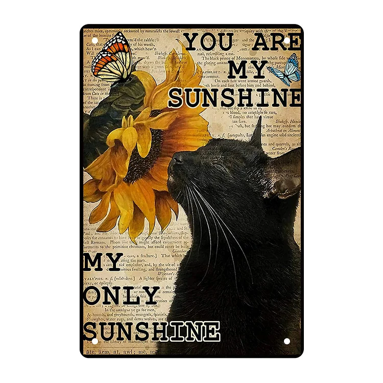 Cat - You Are My Sunshine My Only Sunshine Vintage Tin Signs/Wooden Signs - 7.9x11.8in & 11.8x15.7in