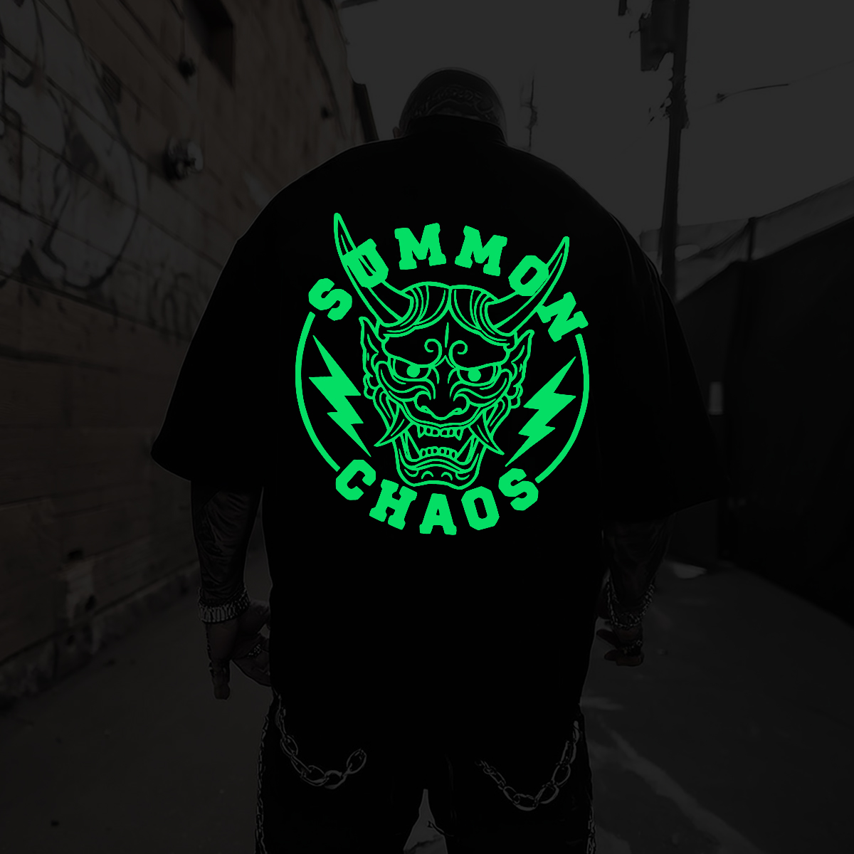 Luminous Summon Chaos Graphic Oversized Cotton T-Shirt