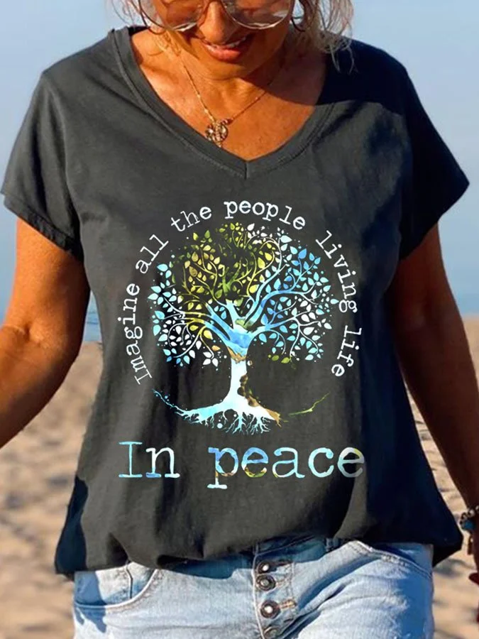 Imagine All The People Living Life Tree Of Life Graphic Tees