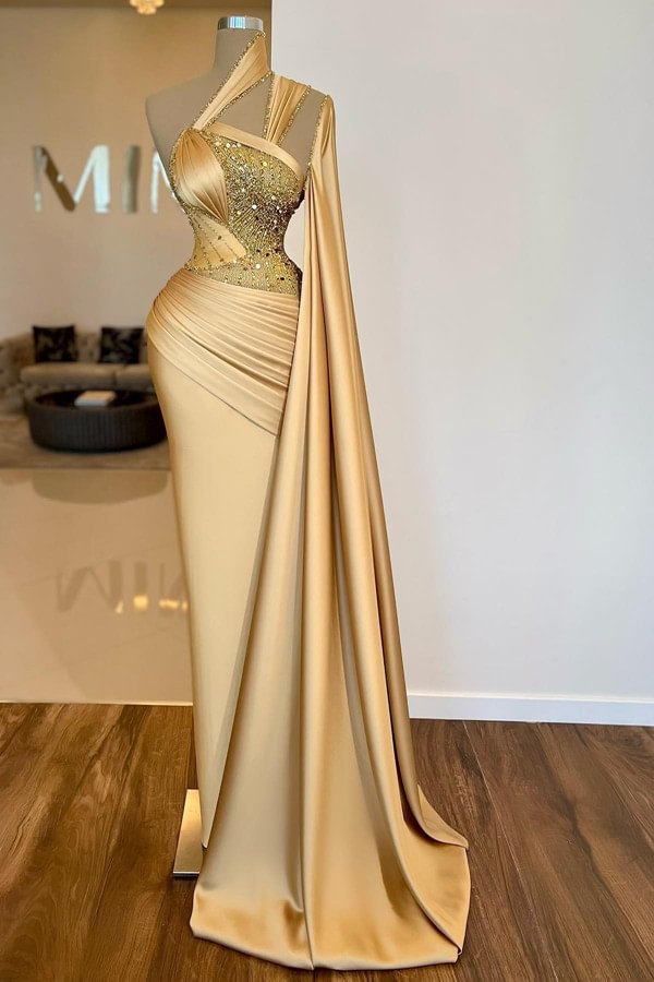 Bellasprom One Shoulder Ruffle Prom Dress Mermaid With Beads
