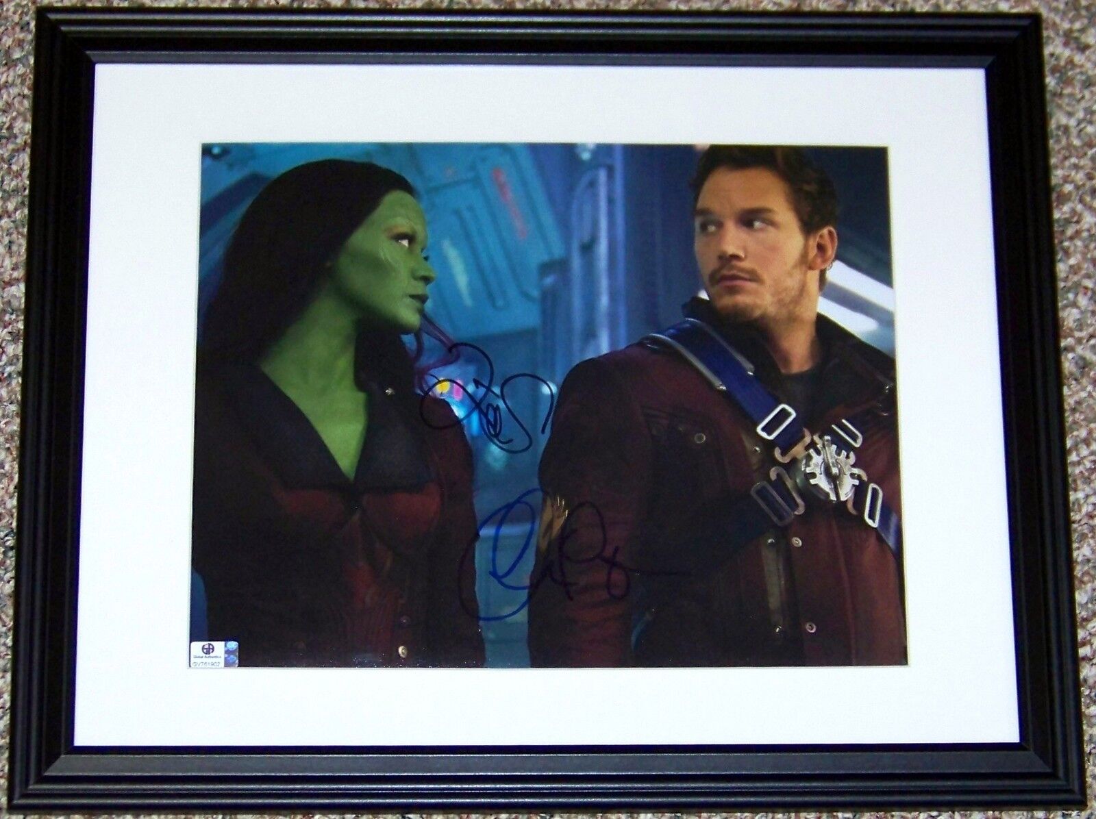 Zoe Saldana Chris Pratt GUARDIANS Signed Autographed 11x14 Photo Poster painting GA GV GAI COA!